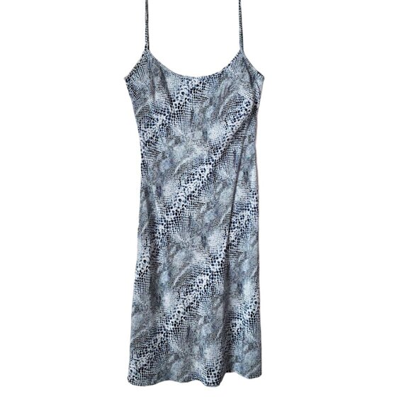 THE LIMITED 100% Silk Snake Print Slip Dress Blue Gray Snakeskin Y2K Size 6 - Picture 2 of 9